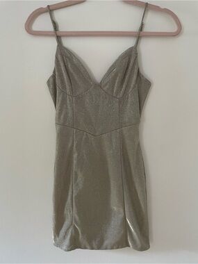 Tiger Mist Silver Shimmer Spaghetti-Strap Mini Dress